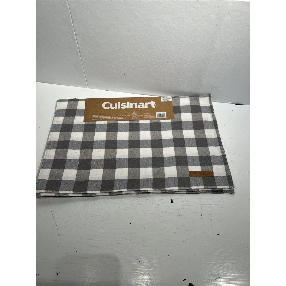 Cuisinart gray white‎ Check Set of 4 Placemats Wrinkle Resistant 13 x 19